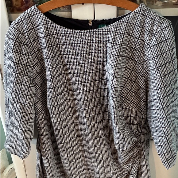 Lauren Ralph Lauren sz 16W/16+ Black and White Checkered Dress euc - Picture 2 of 5